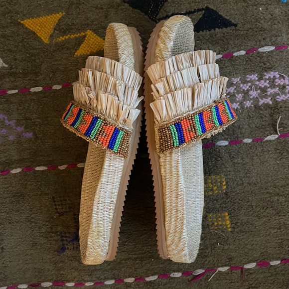 Farm Rio Beaded Fringe Slide Sandal - EUC - Picture 4 of 4